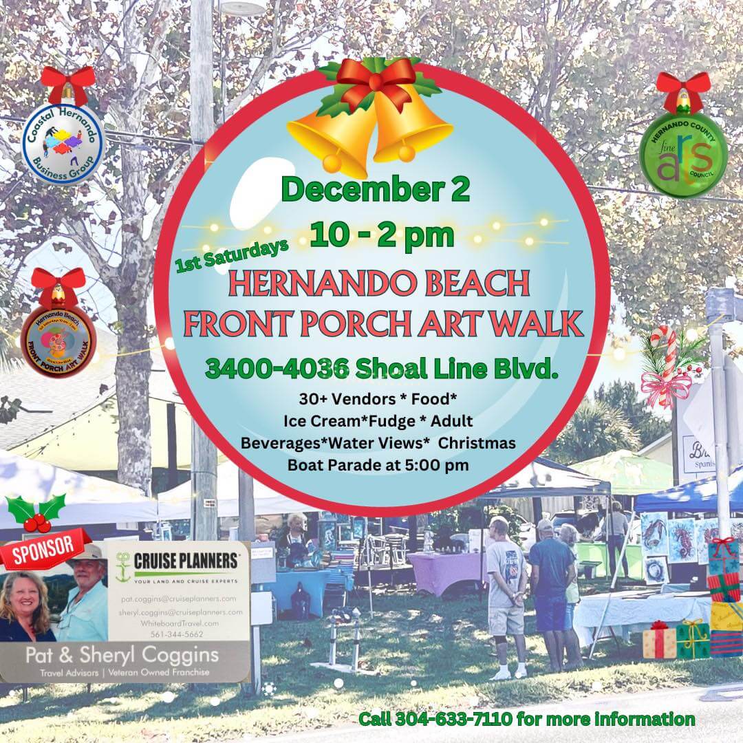 Hernando Beach Front Porch Art Walk promotional flyer. 
