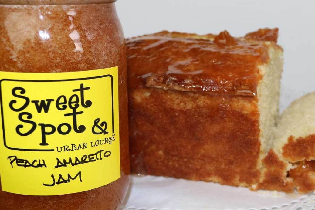 The Sweet Spot Peach Amaretto Jam and cake. 