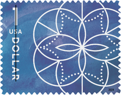 1 dollar Floral Geometry stamp