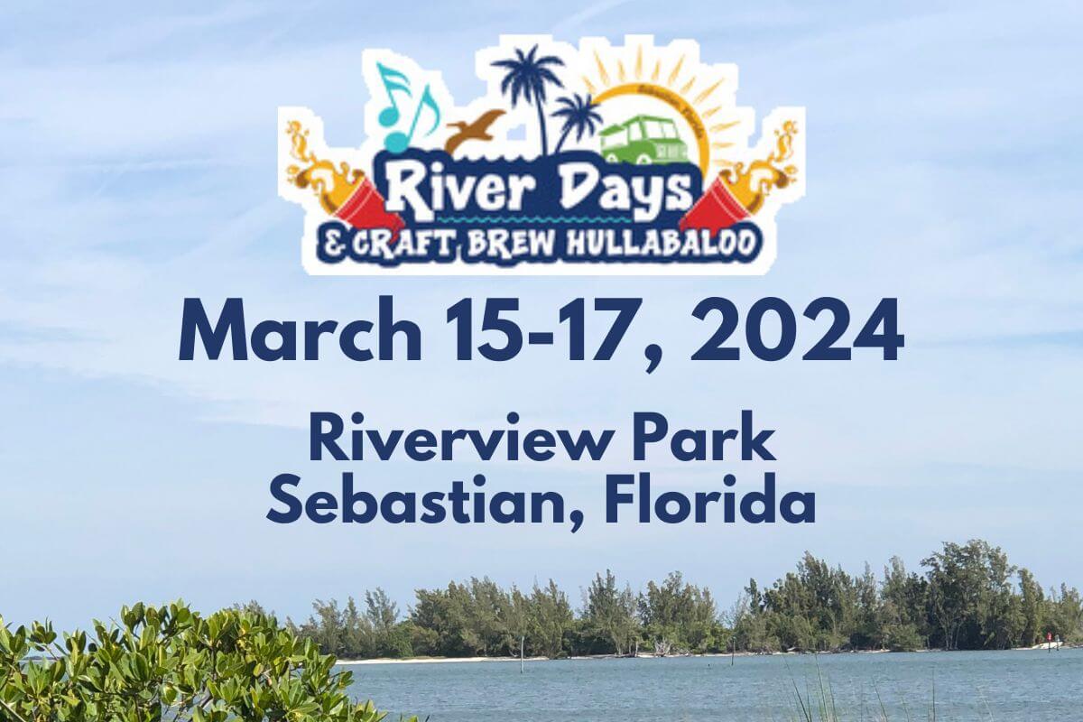 March 2024 Riverview Park Sebastian Florida promotional graphic. 