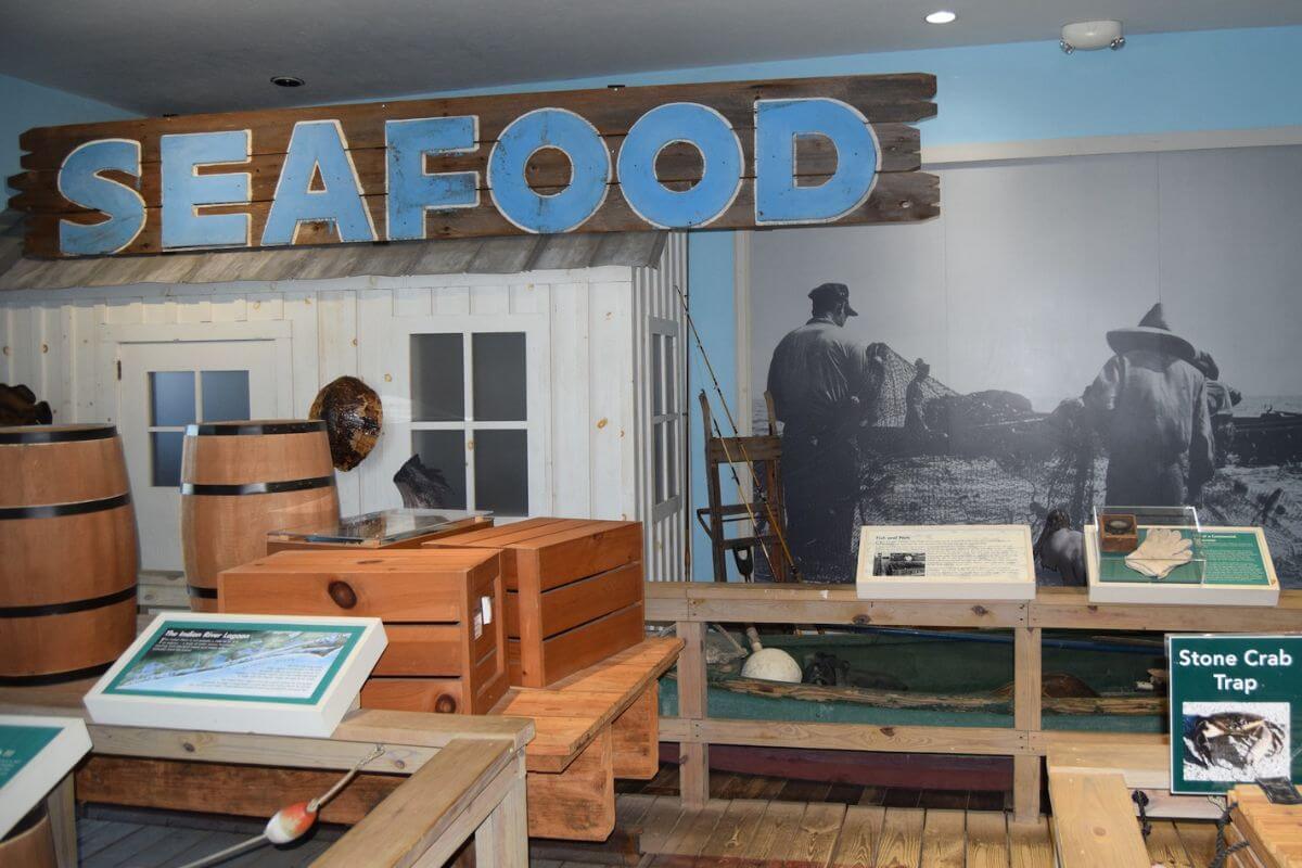 Sebastian Fishing Museum Display featuring Seafood. 