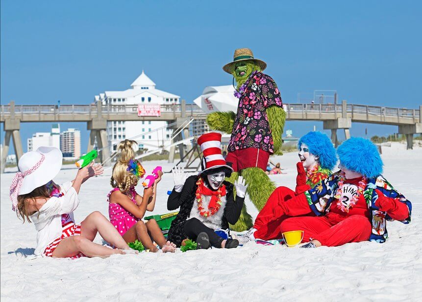 Winterfest Characters on the beach. 