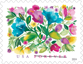 Celebration blooms postal stamps