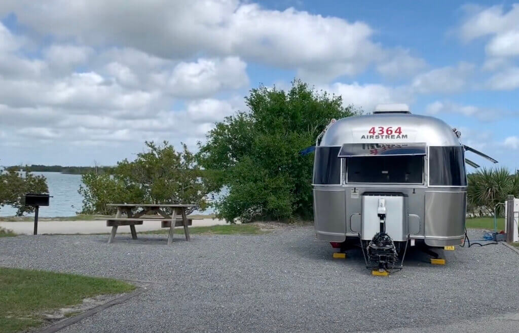 Airstream at camping site at Sebastian Inlet State Park