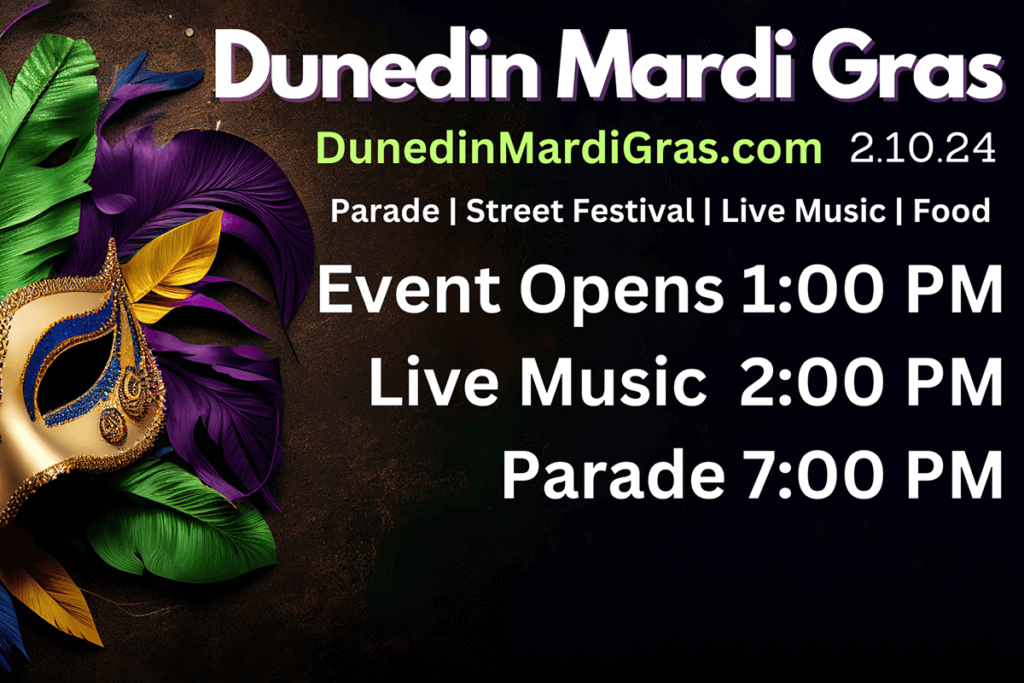 Dunedin Mardi Gras Parade promotional flyer