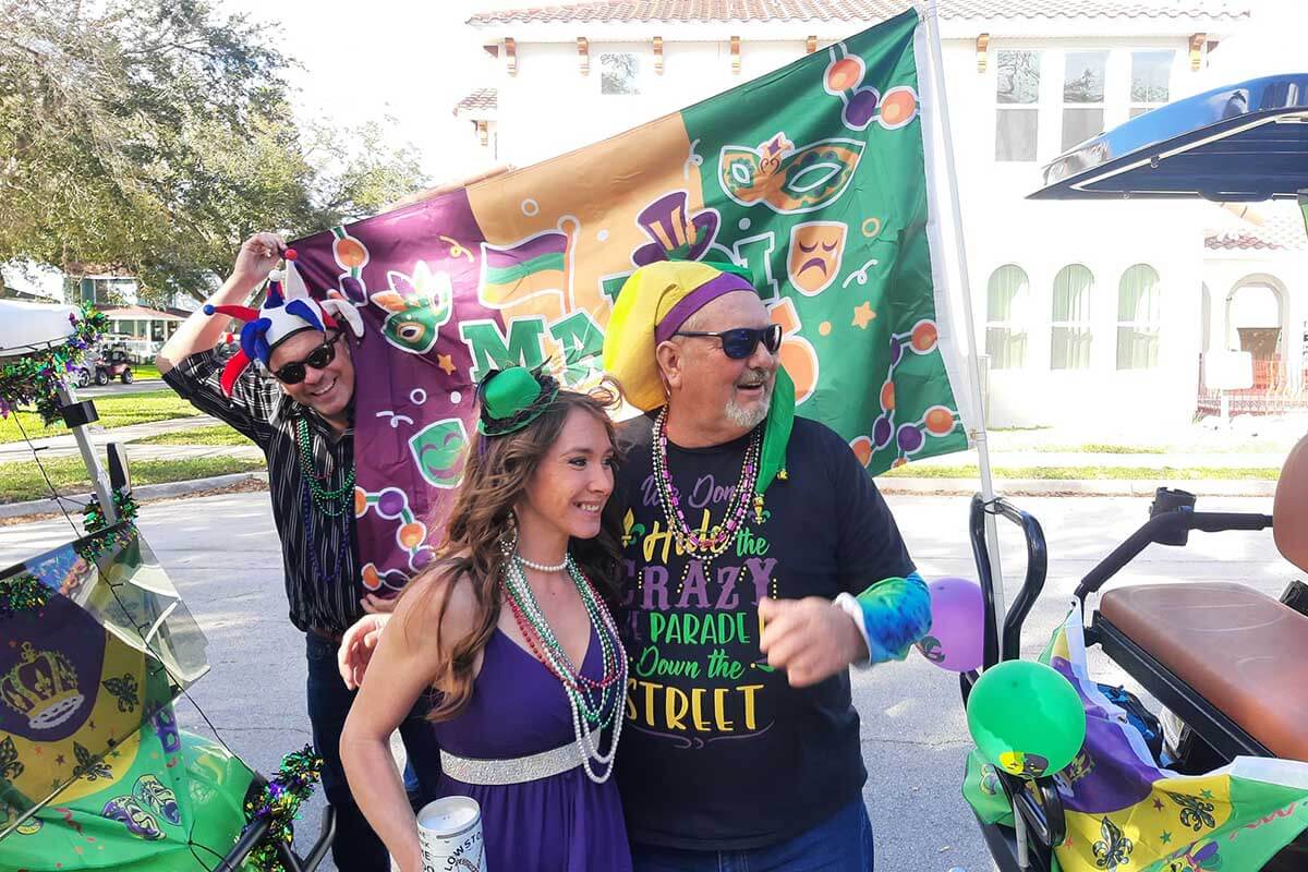 People at a Mardi Gras event