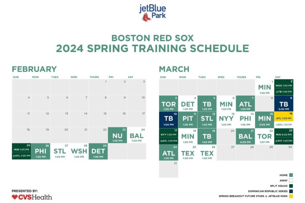 Boston Red Sox 2024 Spring Training Schedule