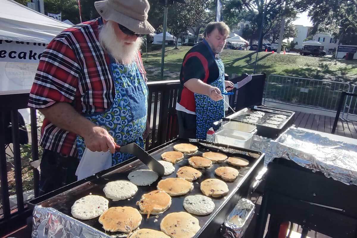 Pancakes being made at Mount Dora Blueberry Festival