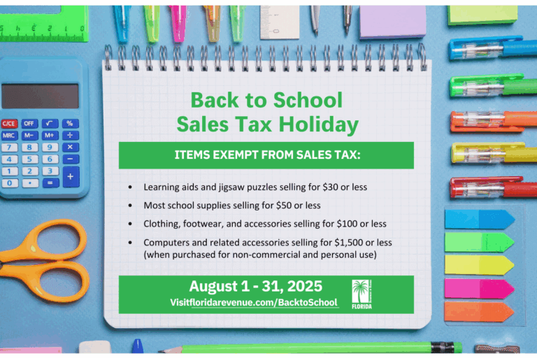 Florida Back-to-School Sales Tax Holiday Returns August 2025 ...