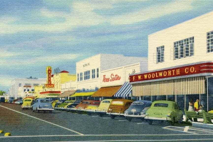 Downtown Hollywood Florida vintage postcard